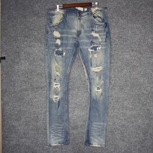 Evolution In Design Mens Light Wash Distressed Moto Jeans Size‎ 36x31